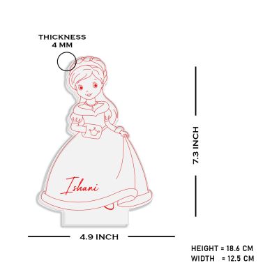 3D Illusion Nice Dream Princess Night Light with Warm White Light Customized with Name Gifts for Children Girls